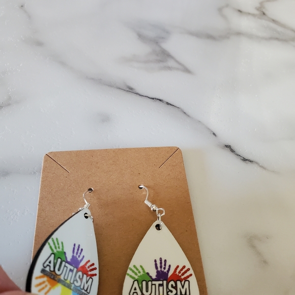 Autism Hands Teardrop Earrings - Picture 3 of 6